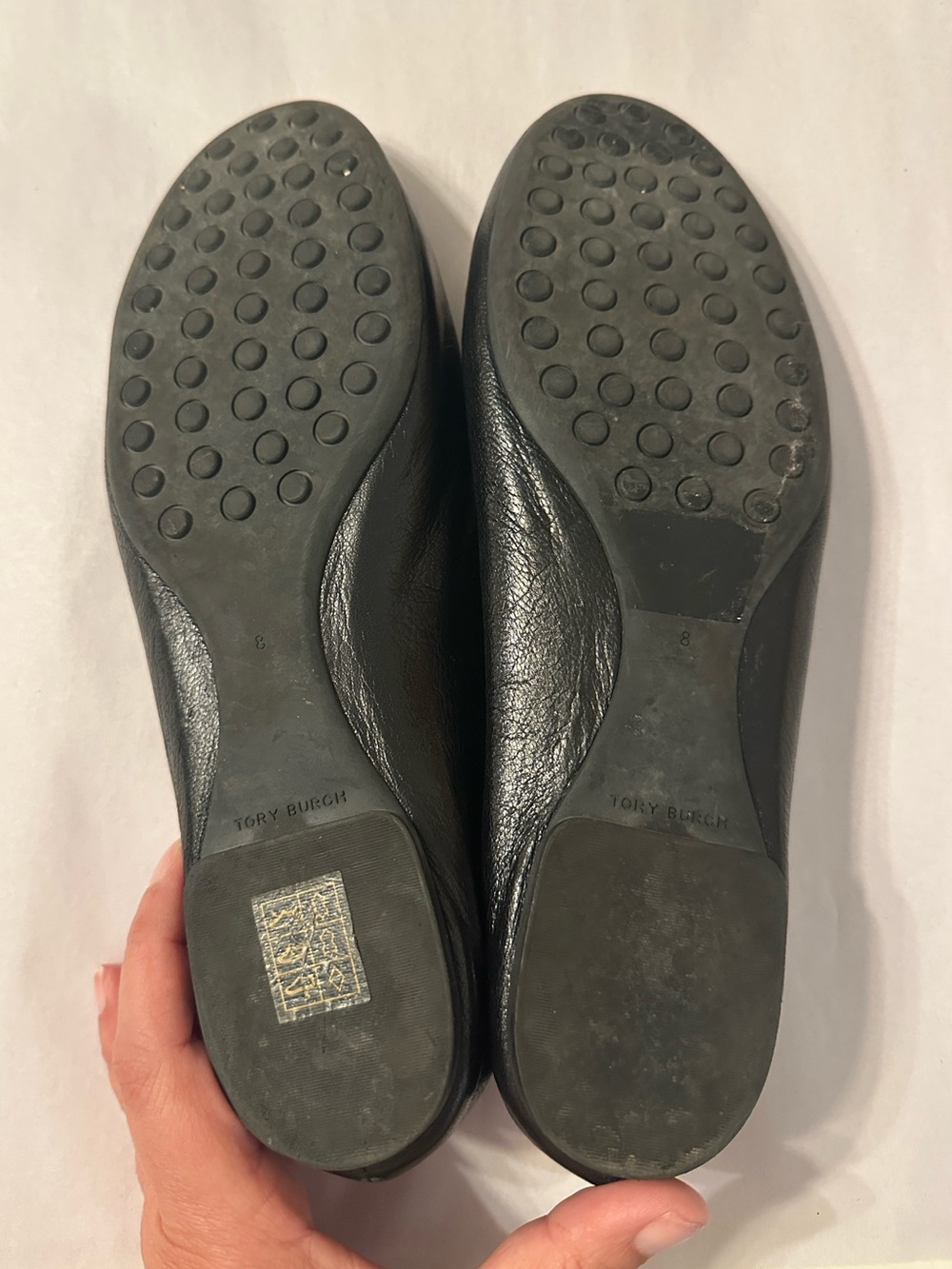 Tory Burch Claire Black Leather Women’s Ballet Flats with Gold Accent - Size 8 - Picture 3 of 11